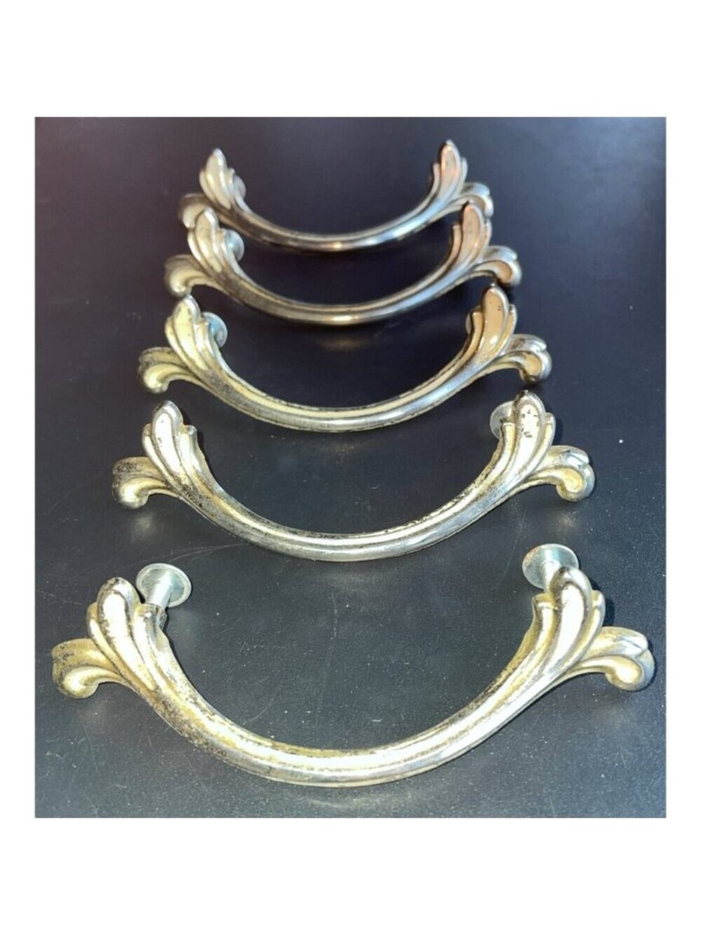 Lot of 5 Distressed Salvaged Drawer Pulls Cream French Country Cottage 3” CTC